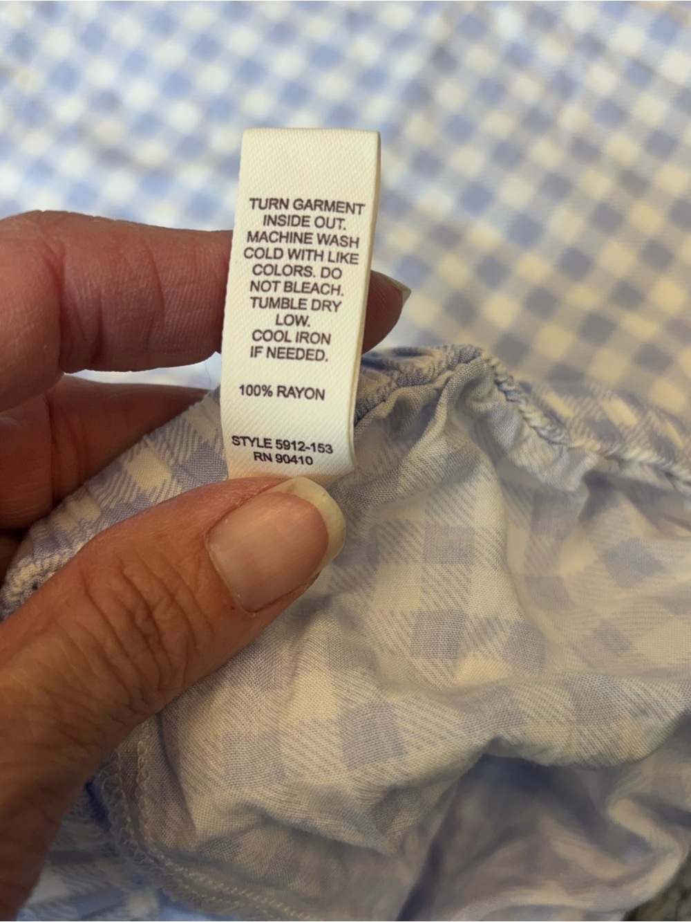 Laura Ashley XL Blue and White Gingham Short Pajama Set Ruffle Trim - Picture 10 of 10